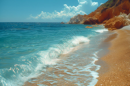 沙滩的海浪背景图片