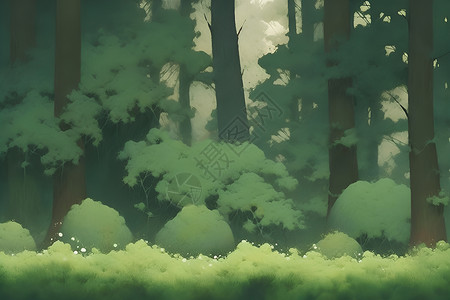 幻想绿色森林绿色森林插画
