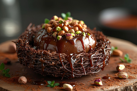 巧克力鸟巢蛋糕背景图片