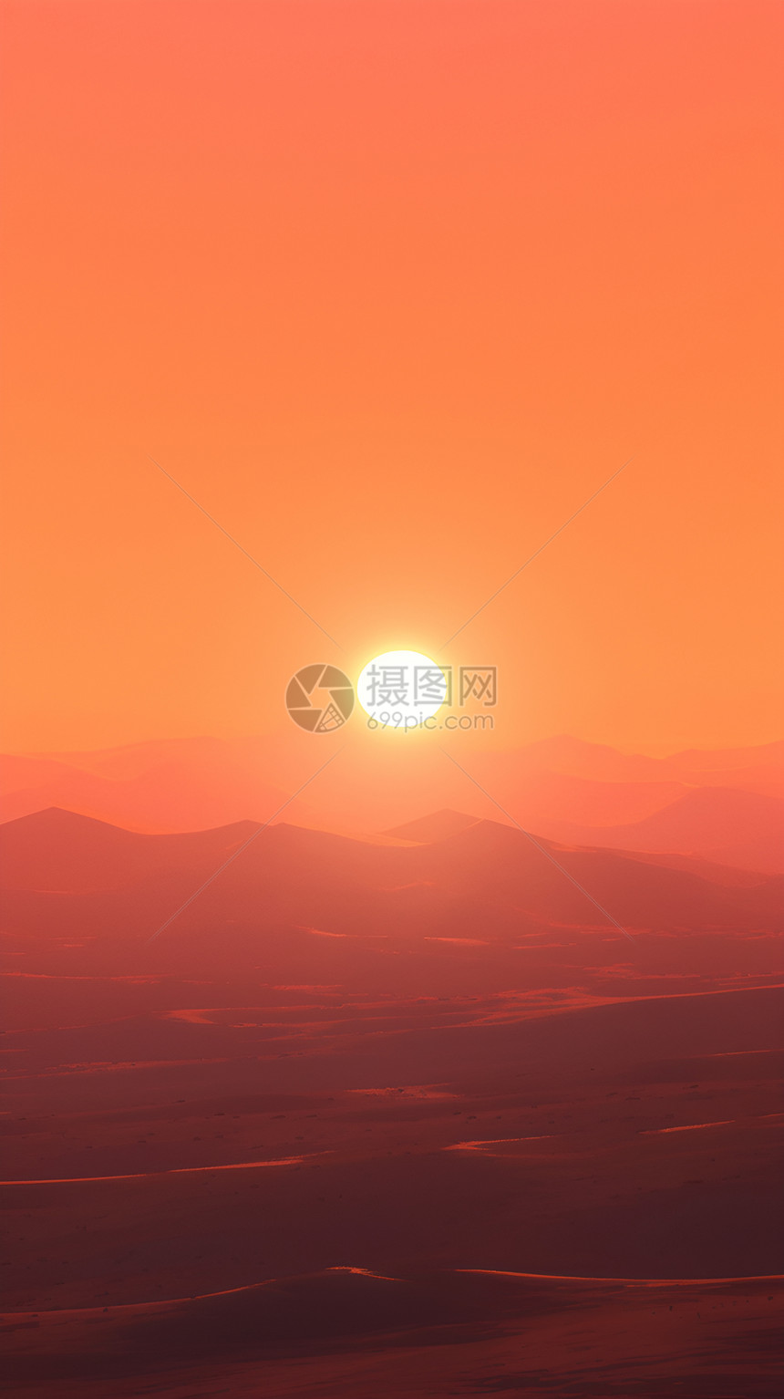 夕阳下的沙漠图片