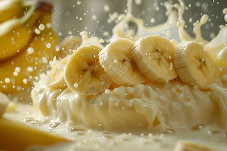 新鲜香蕉与牛奶背景图片