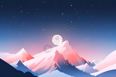 雪山与星空背景图片