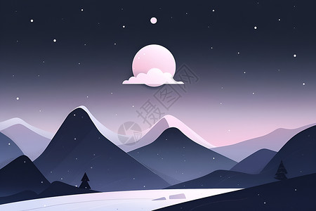 冰雪皑皑月色当空背景图片