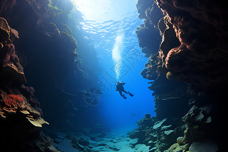 海底潜水员背景图片
