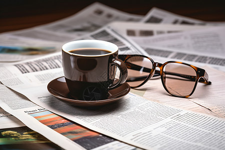 报纸上的咖啡背景图片