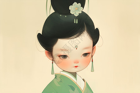 汉代小女孩瓷娃娃背景图片