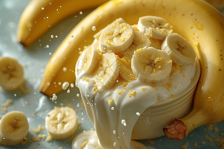 香蕉牛奶香蕉与奶油的奇妙融合背景