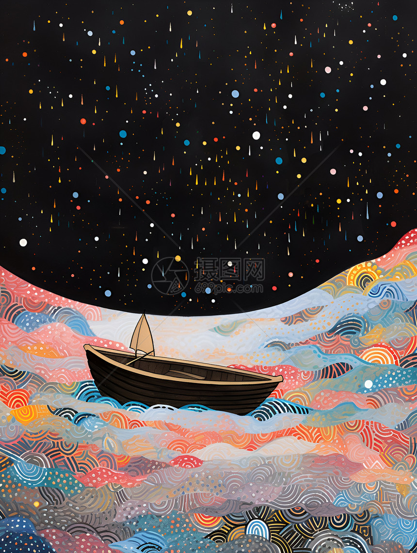 徜徉星海的孤舟图片