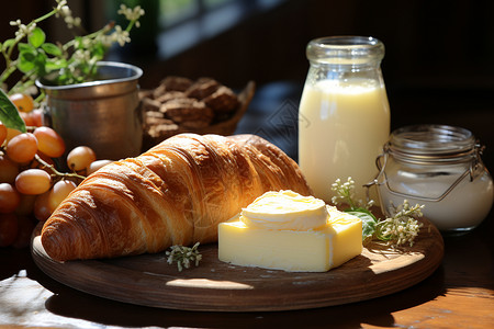 法式早餐早晨的法式简餐背景