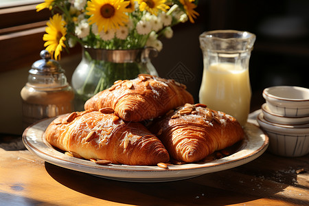 早晨的法式早餐背景