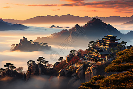 华山风景背景图片