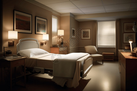 病房内的空床背景图片