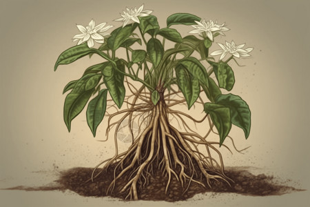 绘画的黄麻植物插画背景图片