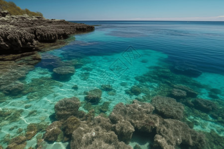 海岸边的礁石背景图片