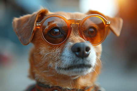 狗戴上时尚眼镜背景图片