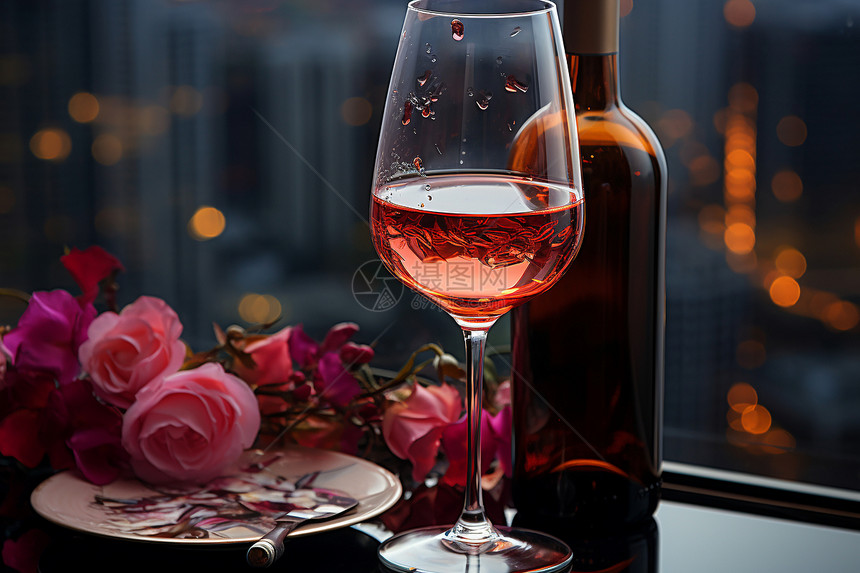 一杯红酒和一瓶酒图片