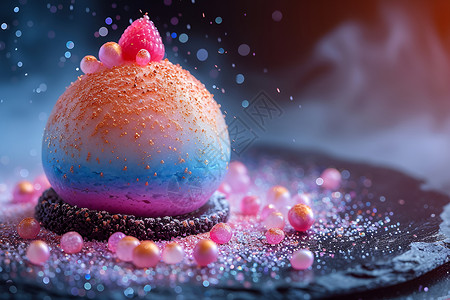 彩色糖果蛋糕彩虹糖甜品背景