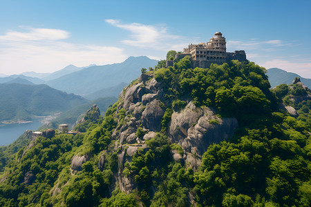 高山树木高大的山背景