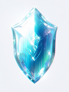 护盾素材水晶立体画中的蓝色护盾插画