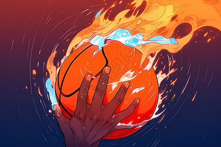 手握篮球跃动中的篮球背景图片