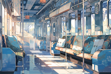 空旷地铁空旷的车厢插画