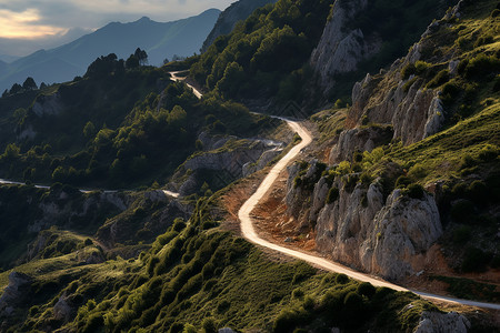 山间风景道路风景秀丽的山间道路背景