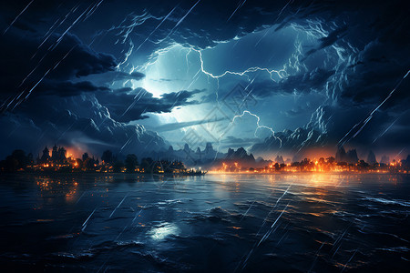 雷雨交加的夜晚背景图片