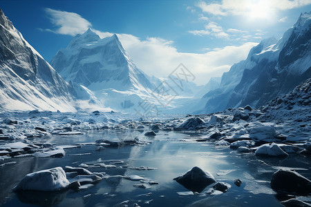 冰山与山河背景图片