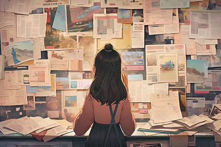 女子看书的背影背景图片