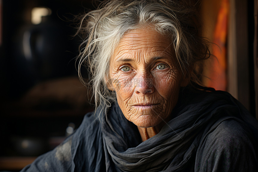 沧桑的老年女性图片