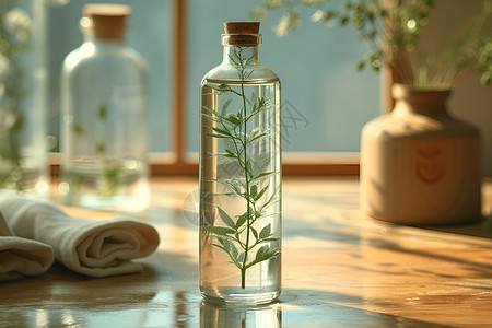 透明瓶中的植物背景图片