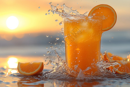 夏日畅饮橙汁背景图片