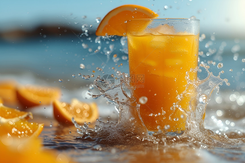 夏日冰爽橙汁图片