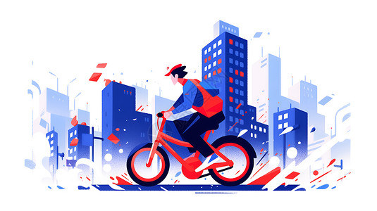 城市中的自行车手背景图片