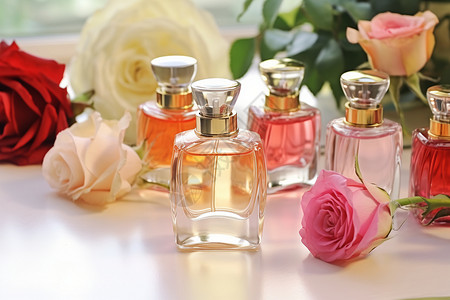 化妆品香水玫瑰花香的香水背景