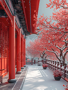 冬季宫殿美景背景图片