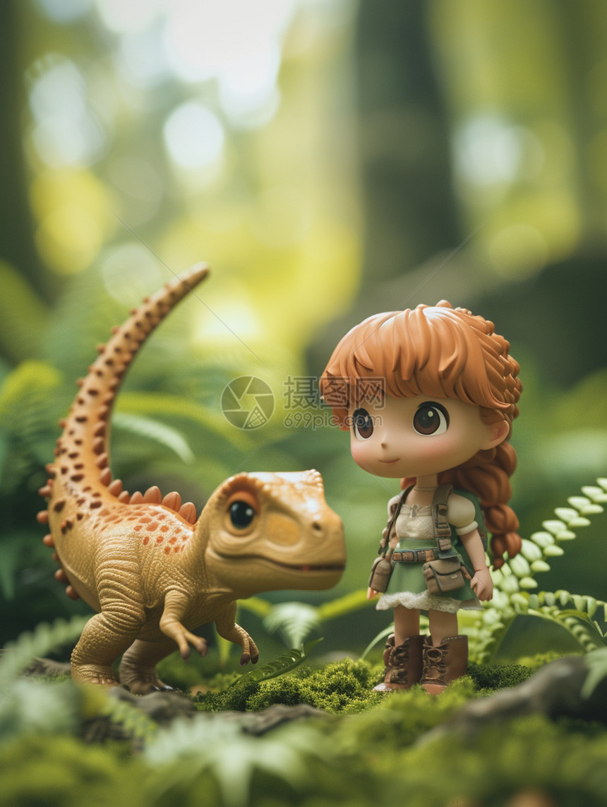 小女孩和奇幻恐龙图片