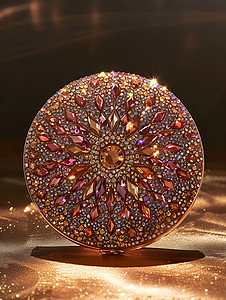 珠宝镶嵌镶嵌宝石的精致圆形物体背景