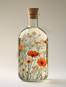 透明瓶子中的花朵背景图片