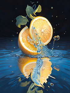 橙子跌落水中背景图片