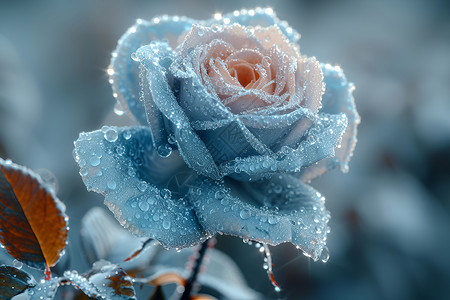 蓝色的冰玫瑰背景图片