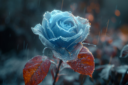 冬季户外的玫瑰花背景图片