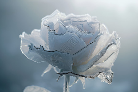 蓝色的冰雕玫瑰背景图片