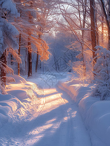 冬日奇幻雪景背景图片