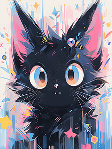 黑猫涂鸦背景图片