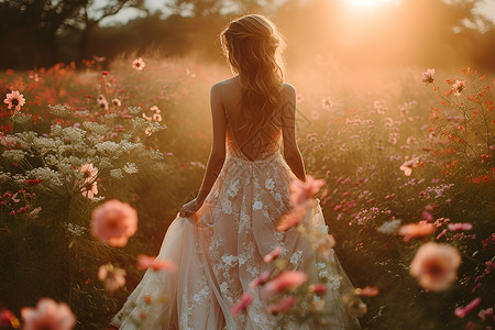 浪漫花园美丽的新娘背景