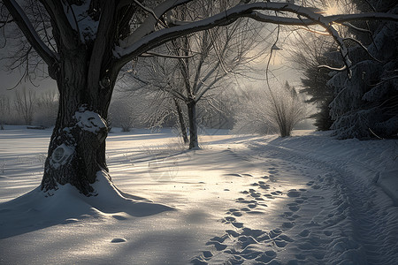 冬季的大树背景图片