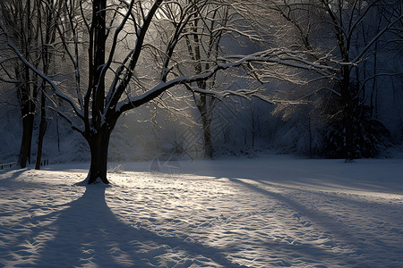雪地的树木背景图片