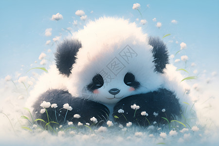 可爱的熊猫哺乳毛茸茸高清图片