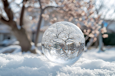 雪地里的水晶球背景图片